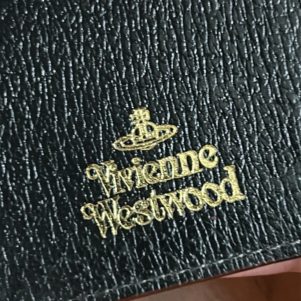Authentic Vivienne Westwood Black Leather Agenda with Gold Tone Logo